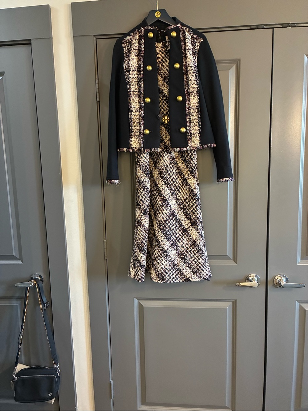 Tory Burch Tweed Jacket w/matching dress and Tory belt with gold logo